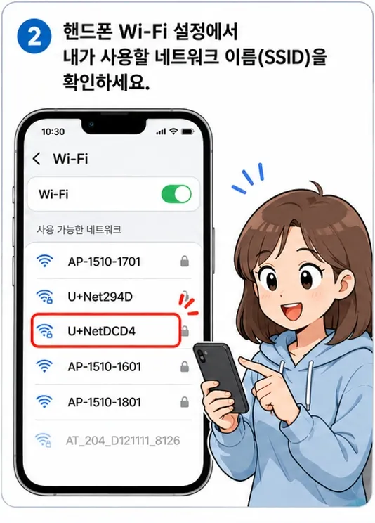 Wi-Fi 이름(SSID) 찾는 방법 안내 이미지